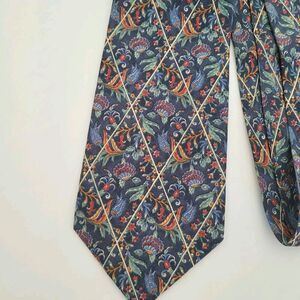 Yves Saint Laurent YSL Men's Neck Tie Necktie Silk Floral Blue Designer